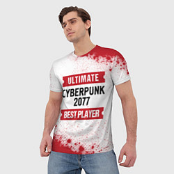 Футболка мужская Cyberpunk 2077: таблички Best Player и Ultimate, цвет: 3D-принт — фото 2