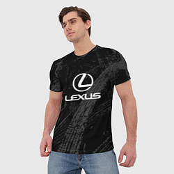 Футболка мужская Lexus - следы шин, цвет: 3D-принт — фото 2