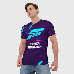 Футболка мужская Символ Forza Horizon в неоновых цветах на темном ф, цвет: 3D-принт — фото 2