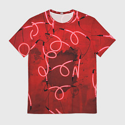 Футболка мужская Неоновые закрученные фонари - Красный, цвет: 3D-принт