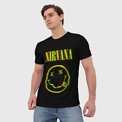 Футболка мужская Nirvana глитч, цвет: 3D-принт — фото 2