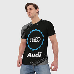 Футболка мужская Audi в стиле Top Gear со следами шин на фоне, цвет: 3D-принт — фото 2
