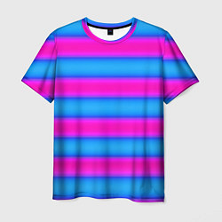 Футболка мужская Striped pattern яркий неоновый полосатый узор, цвет: 3D-принт