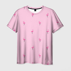 Футболка мужская Фламинго на розовом фоне, цвет: 3D-принт