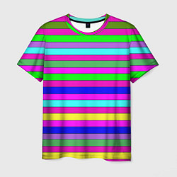 Футболка мужская Multicolored neon bright stripes, цвет: 3D-принт
