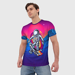 Футболка мужская Космонавт с ракетой, цвет: 3D-принт — фото 2