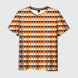 Футболка мужская Треугольники на оранжевом фоне, цвет: 3D-принт