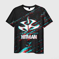 Футболка мужская Hitman в стиле Glitch и Баги Графики на темном фон, цвет: 3D-принт