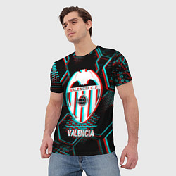 Футболка мужская Valencia FC в стиле glitch на темном фоне, цвет: 3D-принт — фото 2