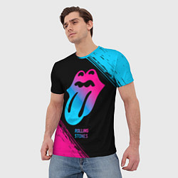 Футболка мужская Rolling Stones - neon gradient, цвет: 3D-принт — фото 2