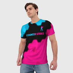 Футболка мужская Counter Strike - neon gradient: символ сверху, цвет: 3D-принт — фото 2
