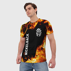 Футболка мужская Nickelback и пылающий огонь, цвет: 3D-принт — фото 2