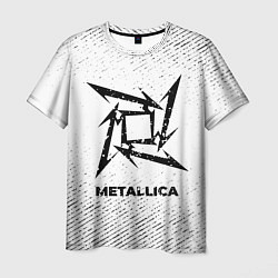 Футболка мужская Metallica с потертостями на светлом фоне, цвет: 3D-принт