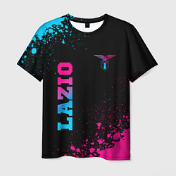 Футболка мужская Lazio - neon gradient: символ и надпись вертикальн, цвет: 3D-принт