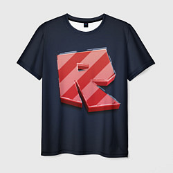 Футболка мужская Roblox red - Роблокс полосатый логотип, цвет: 3D-принт