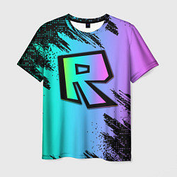 Футболка мужская Roblox neon logo, цвет: 3D-принт