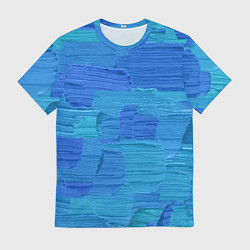 Футболка мужская Синие мазки краски, цвет: 3D-принт