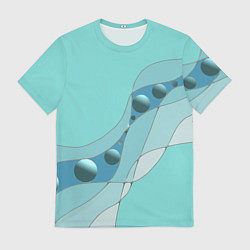 Футболка мужская Голубая геометрическая абстракция Круги и сферы Го, цвет: 3D-принт