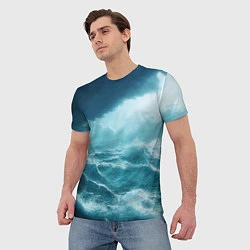 Футболка мужская Буря в море, цвет: 3D-принт — фото 2