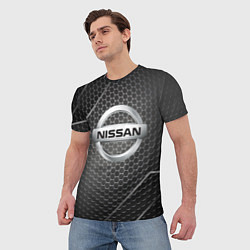 Футболка мужская Nissan метал карбон, цвет: 3D-принт — фото 2