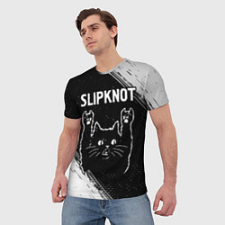 Футболка мужская Группа Slipknot и рок кот, цвет: 3D-принт — фото 2