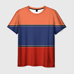 Футболка мужская Combined pattern striped orange red blue, цвет: 3D-принт