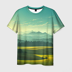 Футболка мужская Зелёная долина, пейзаж, цвет: 3D-принт