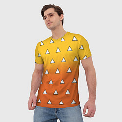 Футболка мужская Оранжевое кимоно с треугольниками - Зеницу клинок, цвет: 3D-принт — фото 2