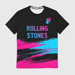 Футболка мужская Rolling Stones - neon gradient: символ сверху, цвет: 3D-принт