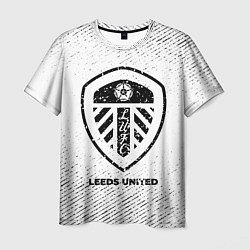 Футболка мужская Leeds United с потертостями на светлом фоне, цвет: 3D-принт