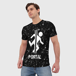 Футболка мужская Portal glitch на темном фоне, цвет: 3D-принт — фото 2