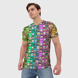 Футболка мужская Minecraft characters neon, цвет: 3D-принт — фото 2