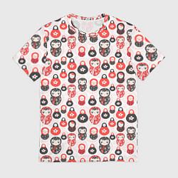 Футболка мужская Матрёшка и цветы, цвет: 3D-принт
