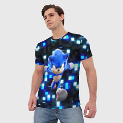 Футболка мужская Sonic neon squares, цвет: 3D-принт — фото 2