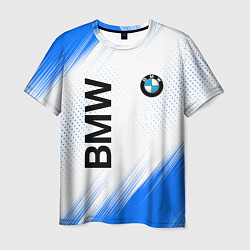 Футболка мужская Bmw синяя текстура, цвет: 3D-принт