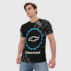 Футболка мужская Chevrolet в стиле Top Gear со следами шин на фоне, цвет: 3D-принт — фото 2