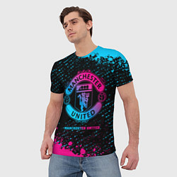 Футболка мужская Manchester United - neon gradient, цвет: 3D-принт — фото 2