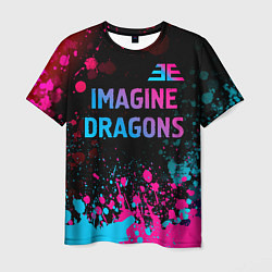 Футболка мужская Imagine Dragons - neon gradient: символ сверху, цвет: 3D-принт