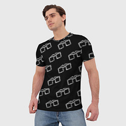 Футболка мужская Модные очки черно-белый узор, цвет: 3D-принт — фото 2