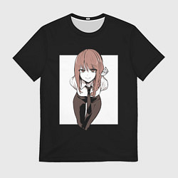 Футболка мужская Человек-бензопила Макима в белом прямоугольнике, цвет: 3D-принт