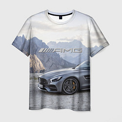 Футболка мужская Mercedes AMG V8 Biturbo cabriolet - mountains, цвет: 3D-принт