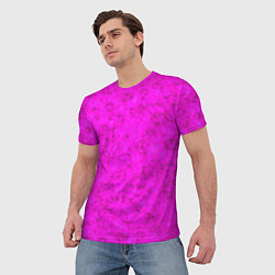 Футболка мужская Розовый яркий неоновый узор с мраморной текстурой, цвет: 3D-принт — фото 2