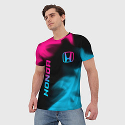 Футболка мужская Honda - neon gradient: надпись, символ, цвет: 3D-принт — фото 2