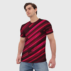 Футболка мужская Красное на черном объемная диагональ, цвет: 3D-принт — фото 2