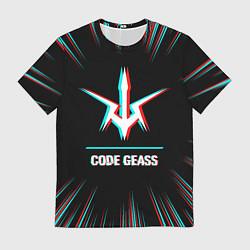 Футболка мужская Символ Code Geass в стиле glitch на темном фоне, цвет: 3D-принт