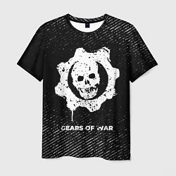 Футболка мужская Gears of War с потертостями на темном фоне, цвет: 3D-принт