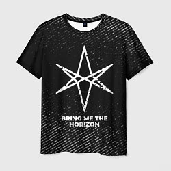 Футболка мужская Bring Me the Horizon с потертостями на темном фоне, цвет: 3D-принт