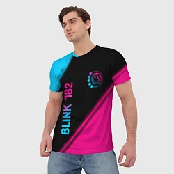 Футболка мужская Blink 182 - neon gradient: надпись, символ, цвет: 3D-принт — фото 2