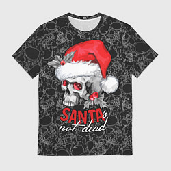 Футболка мужская Skull in red hat, Santa is not dead, цвет: 3D-принт
