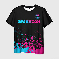 Футболка мужская Brighton - neon gradient: символ сверху, цвет: 3D-принт